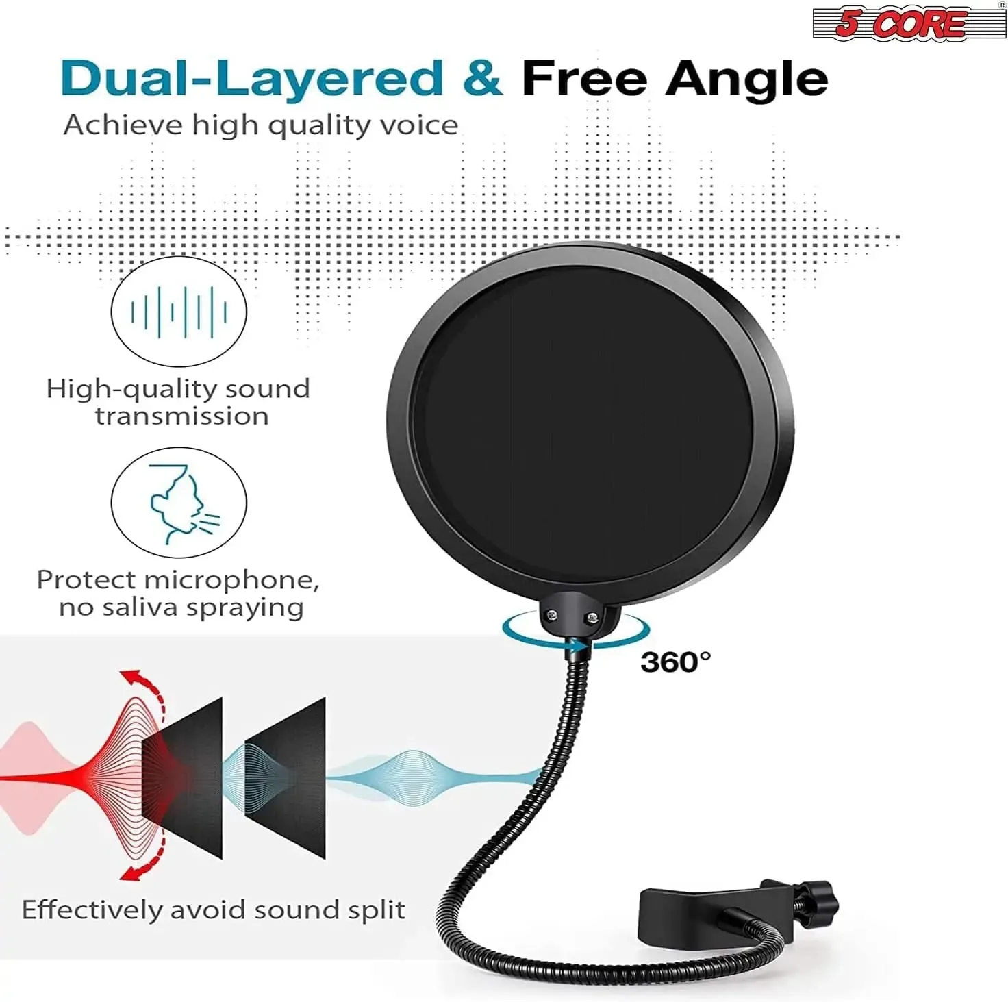 5Core Recording Microphone Podcast Bundle  Professional Condenser