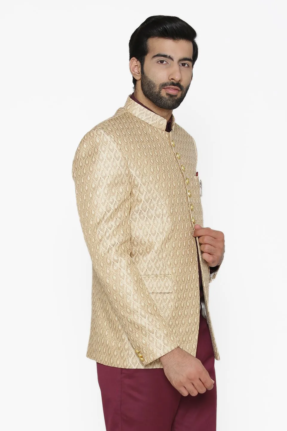Banarasi Rayon Cotton Beige Blazer