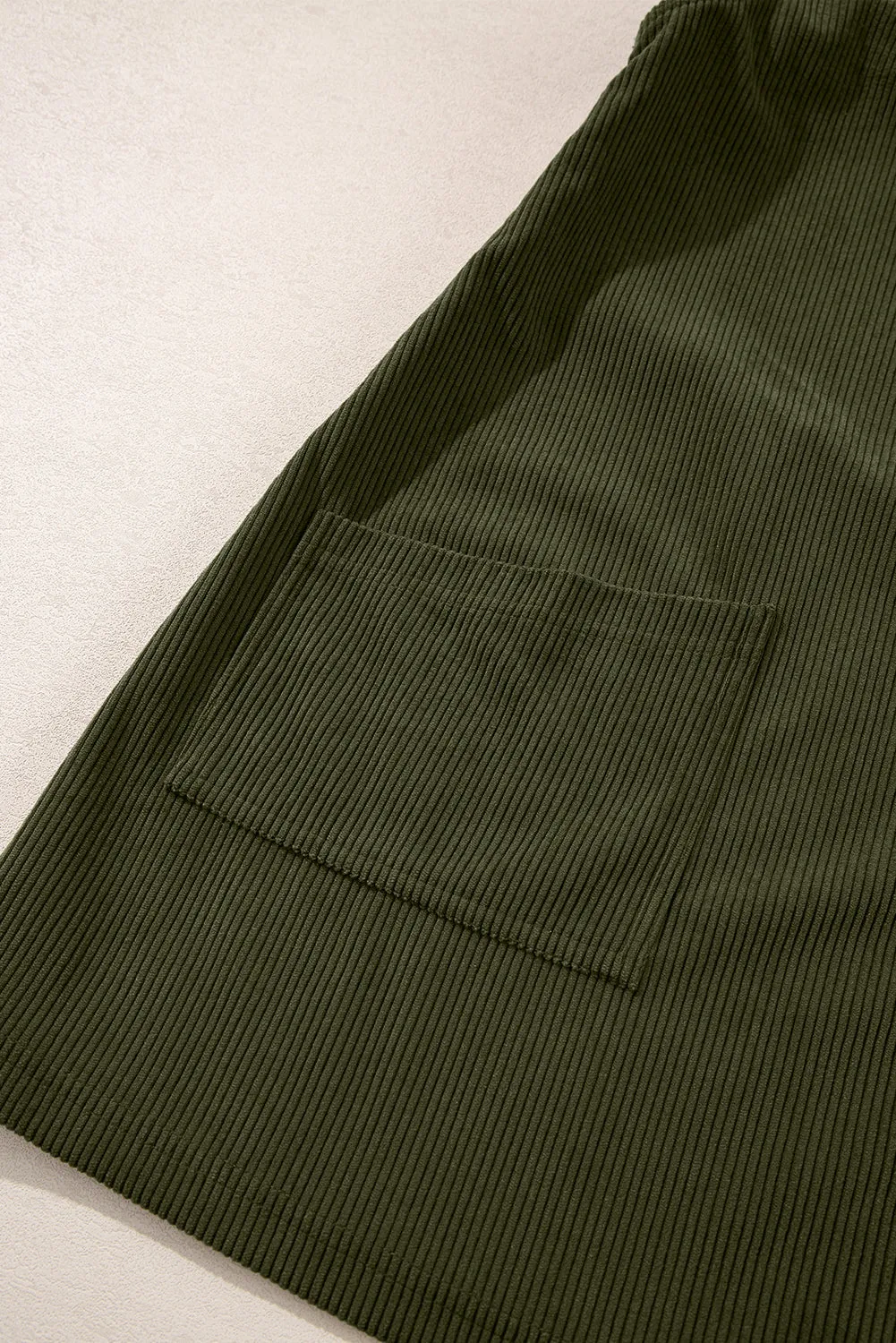 Black Solid Front Pockets Sleeveless Corduroy Overall Dress