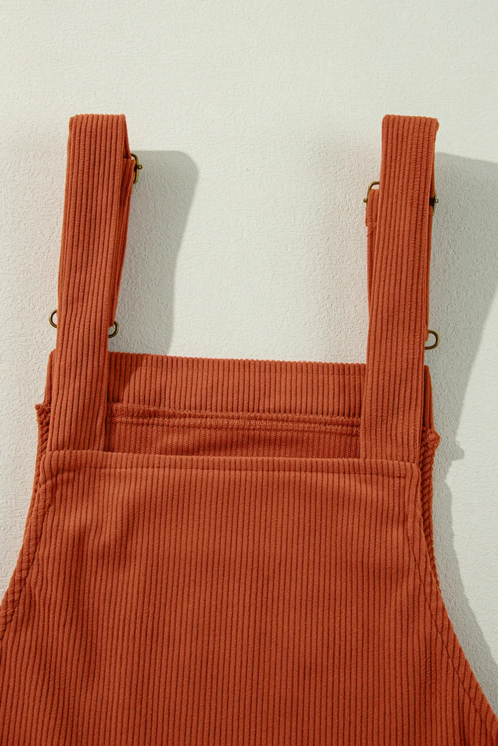 Black Solid Front Pockets Sleeveless Corduroy Overall Dress