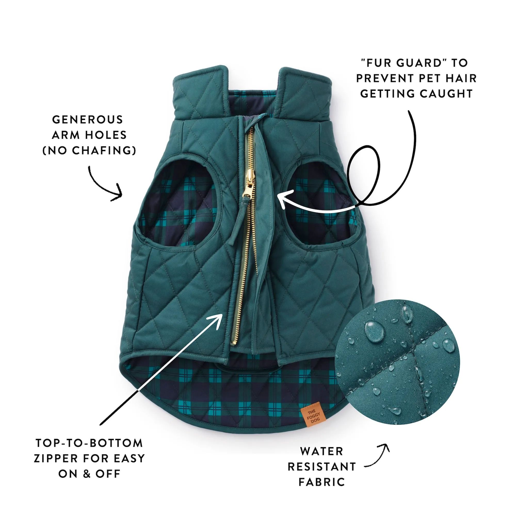 Black Watch Plaid Reversible Dog Jacket