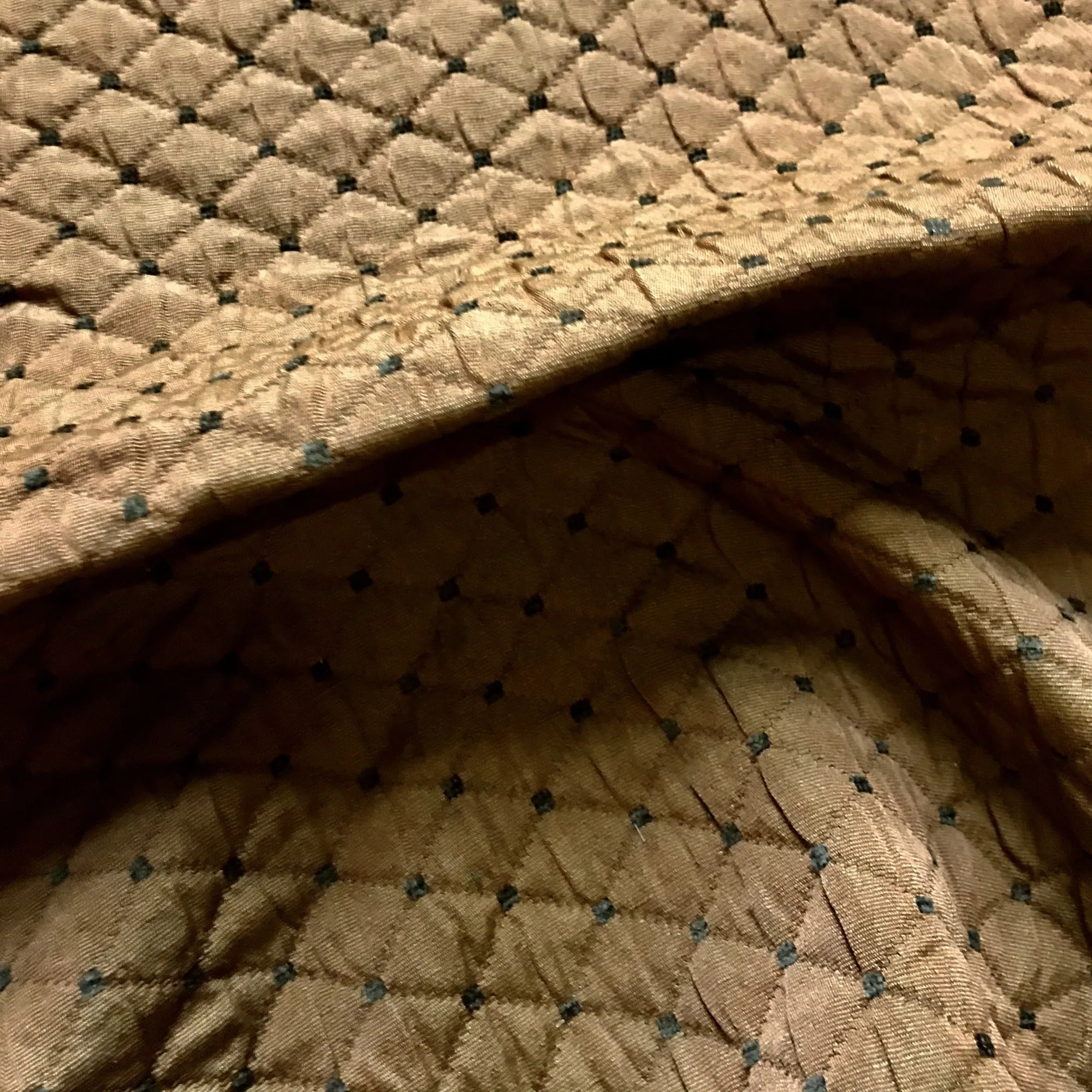 Brown Quilted Diamond Trellis Textured Upholstery Fabric 54"