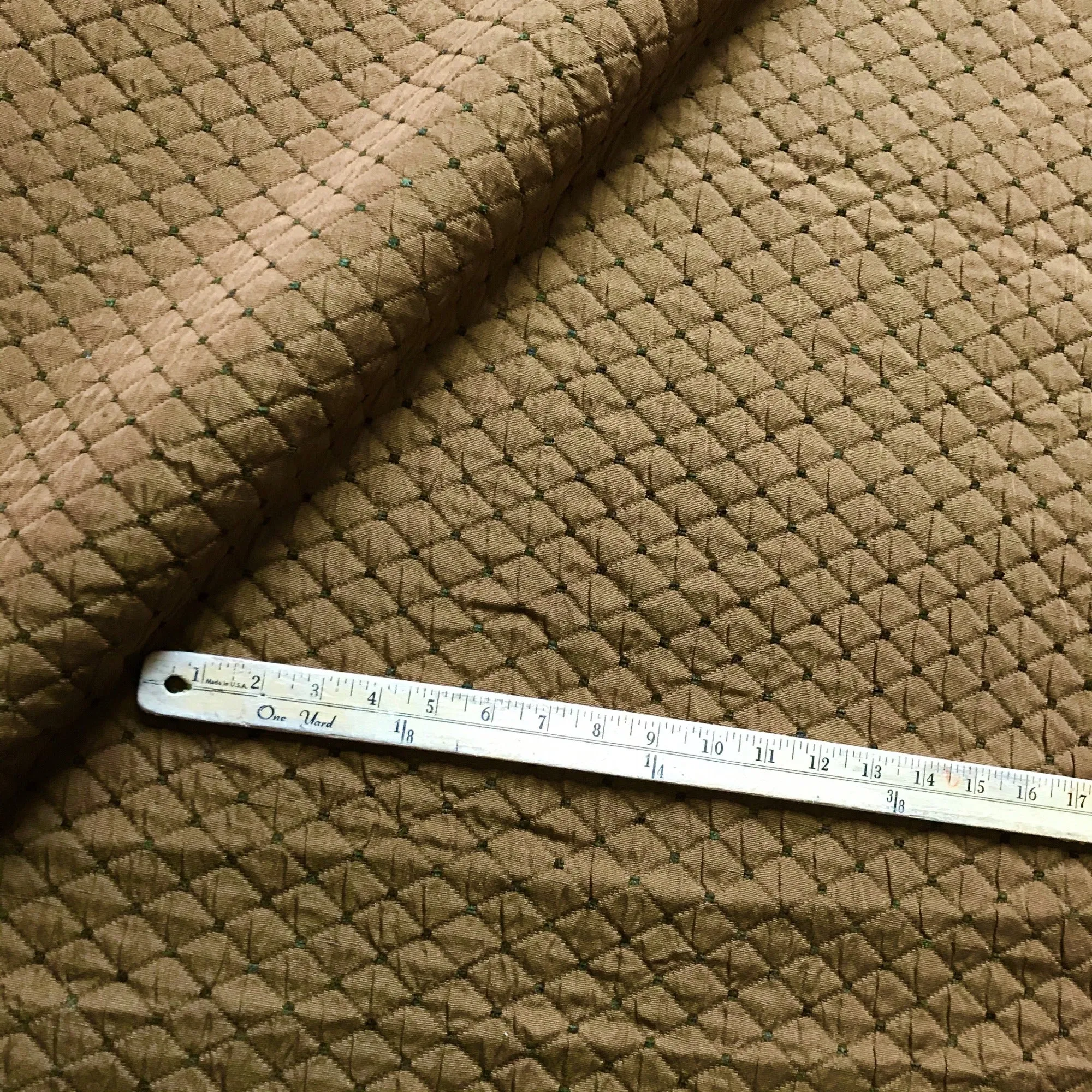 Brown Quilted Diamond Trellis Textured Upholstery Fabric 54"