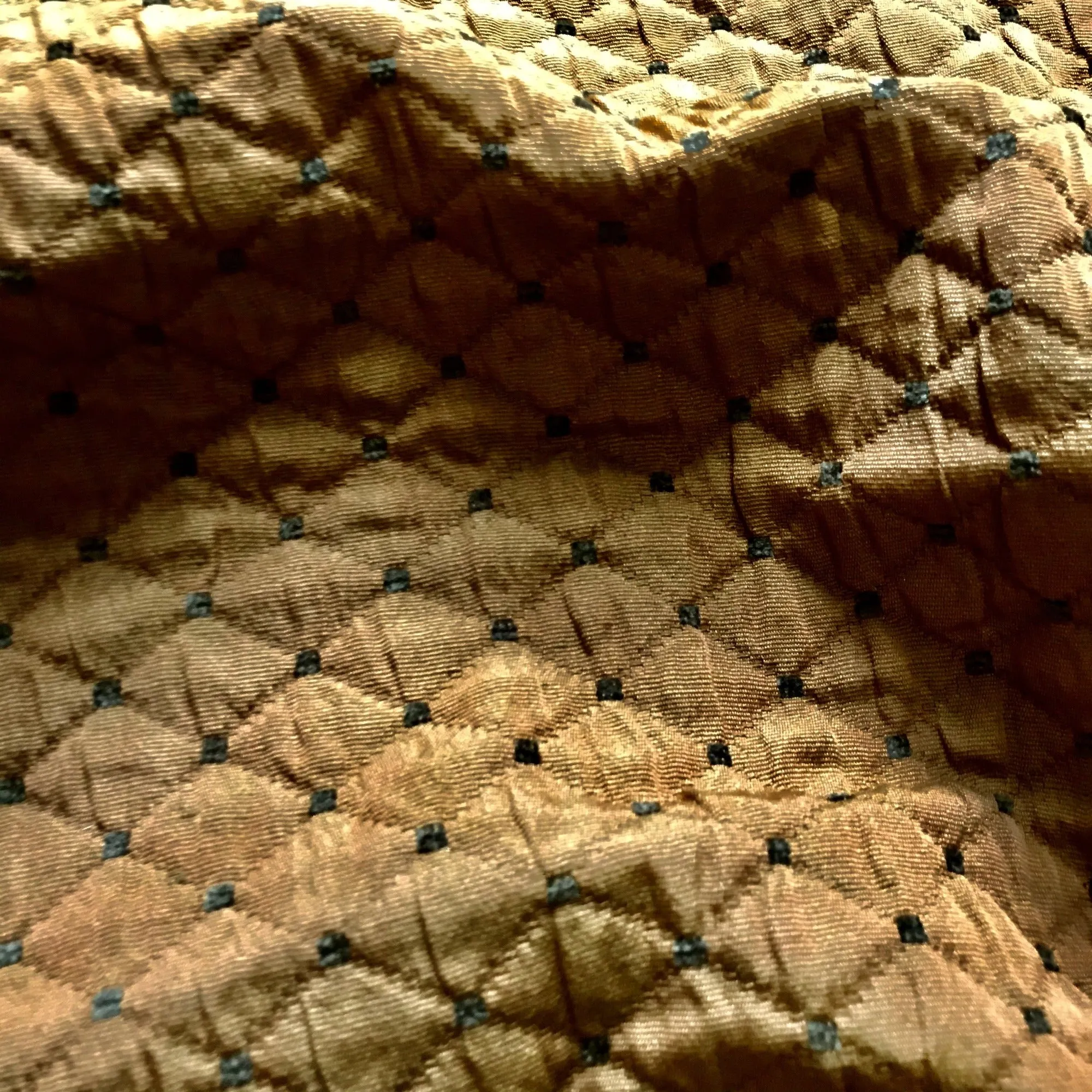Brown Quilted Diamond Trellis Textured Upholstery Fabric 54"