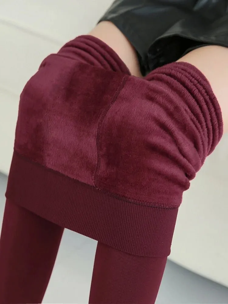 Casual Winter Knitting Leggings for Women High Elastic Thicken Warm Skinny Pants