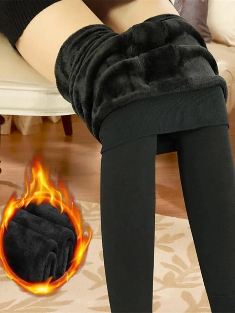 Casual Winter Knitting Leggings for Women High Elastic Thicken Warm Skinny Pants