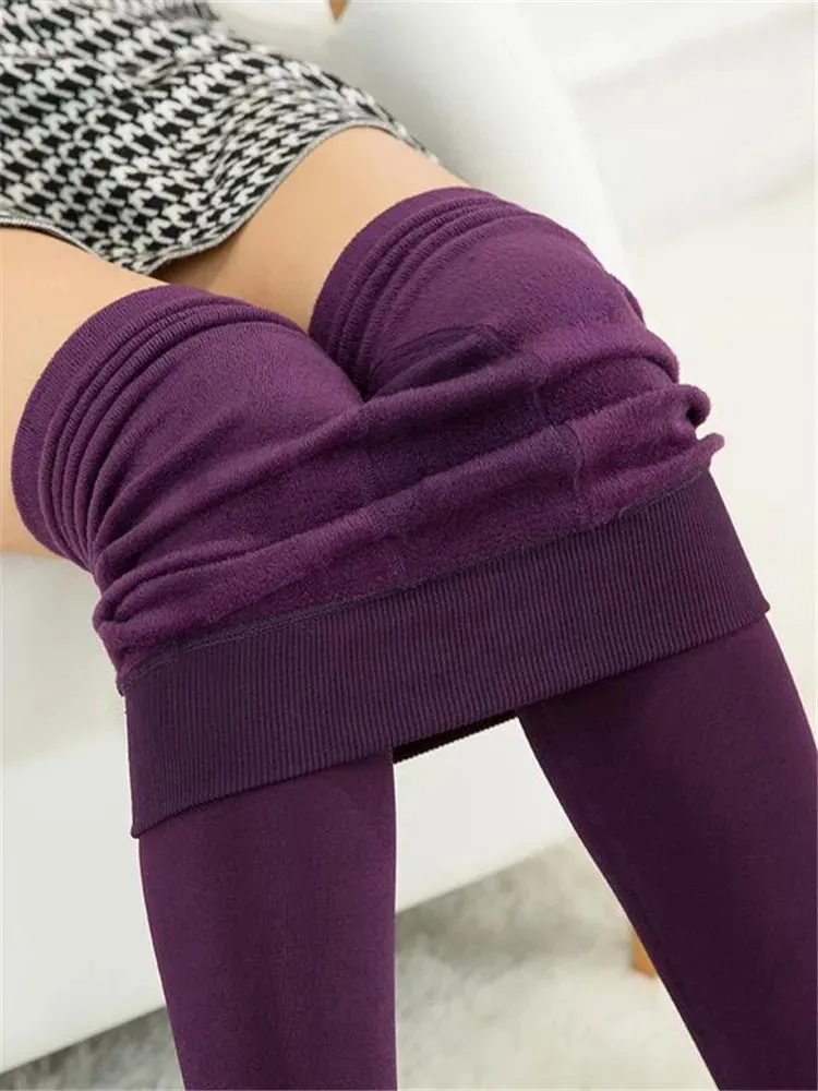 Casual Winter Knitting Leggings for Women High Elastic Thicken Warm Skinny Pants