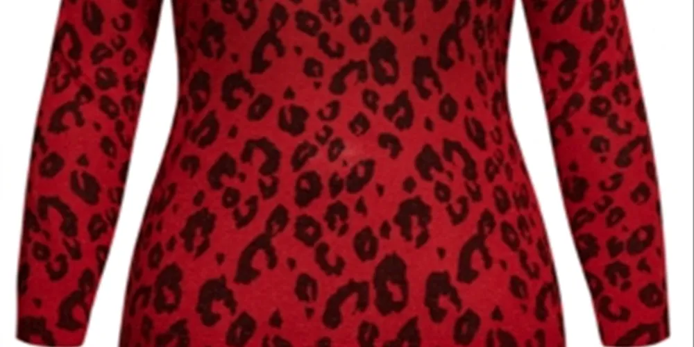 City Chic Women's Plus Trendy Leopard Print Sweater Red Size X-Small