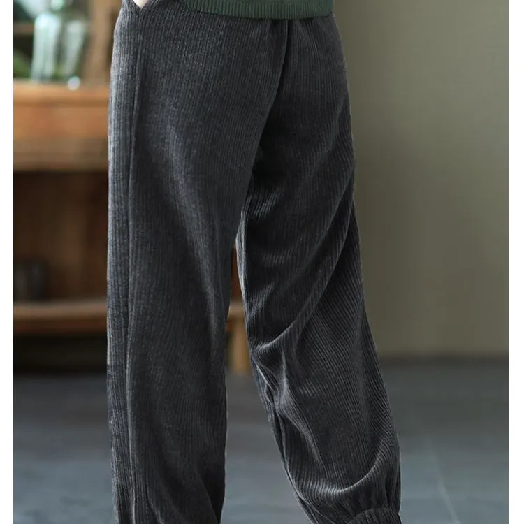 Cotton Harem Pants, Black Trousers for Women, White Pocket Maxi Pants