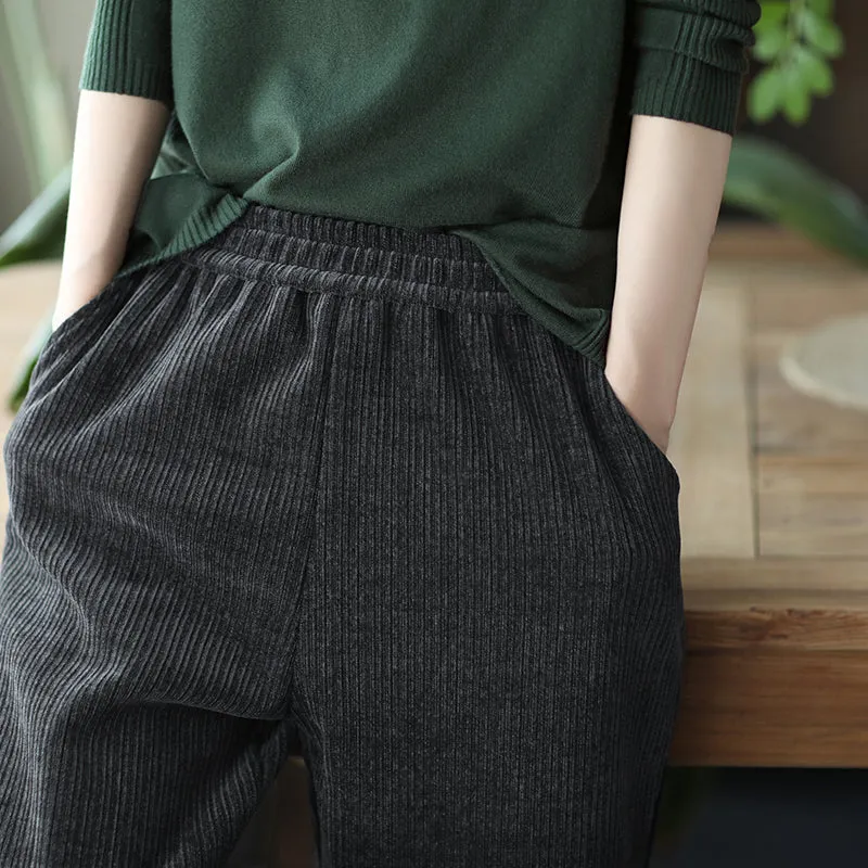 Cotton Harem Pants, Black Trousers for Women, White Pocket Maxi Pants