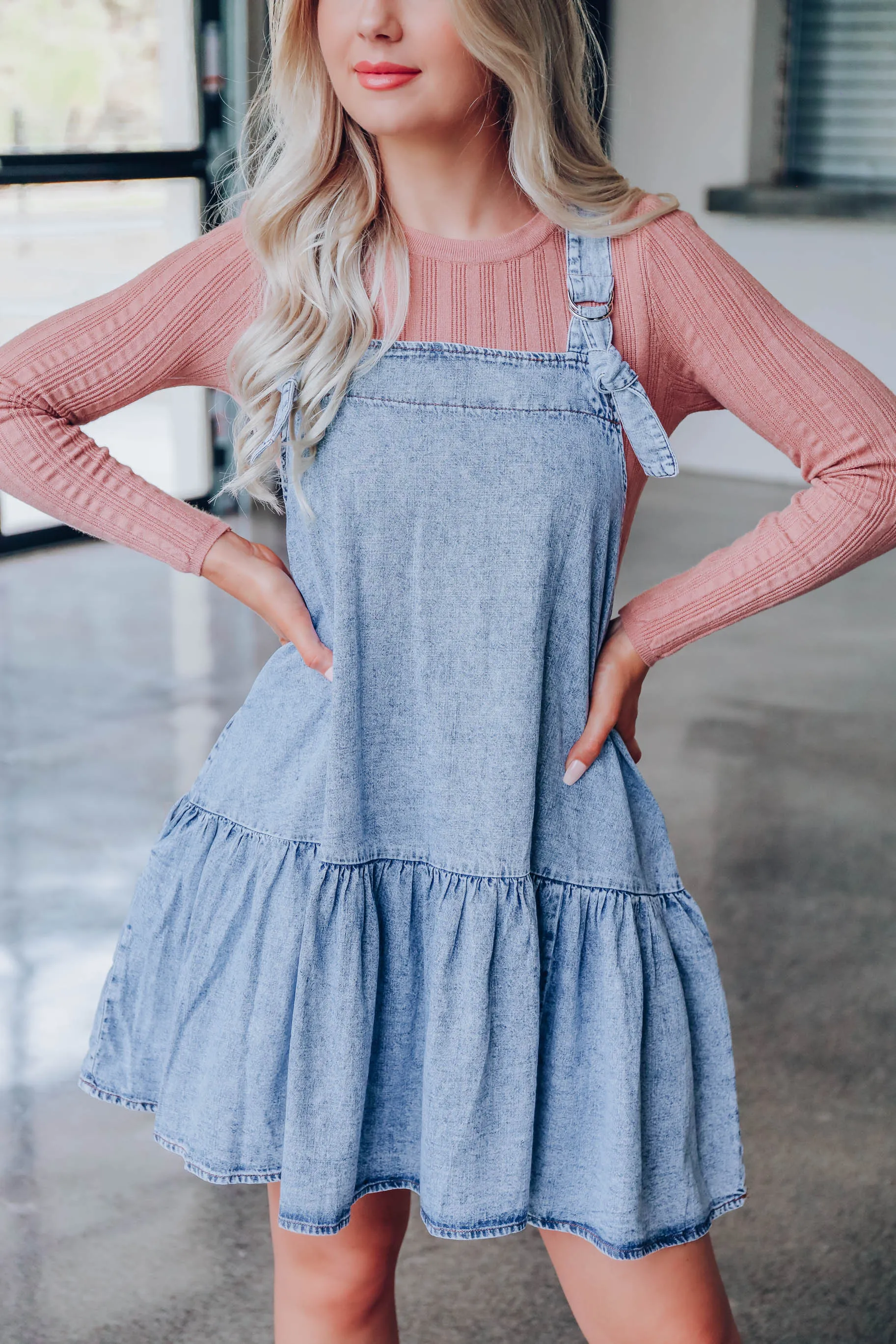 Emmaline Denim Overall Dress - Blue