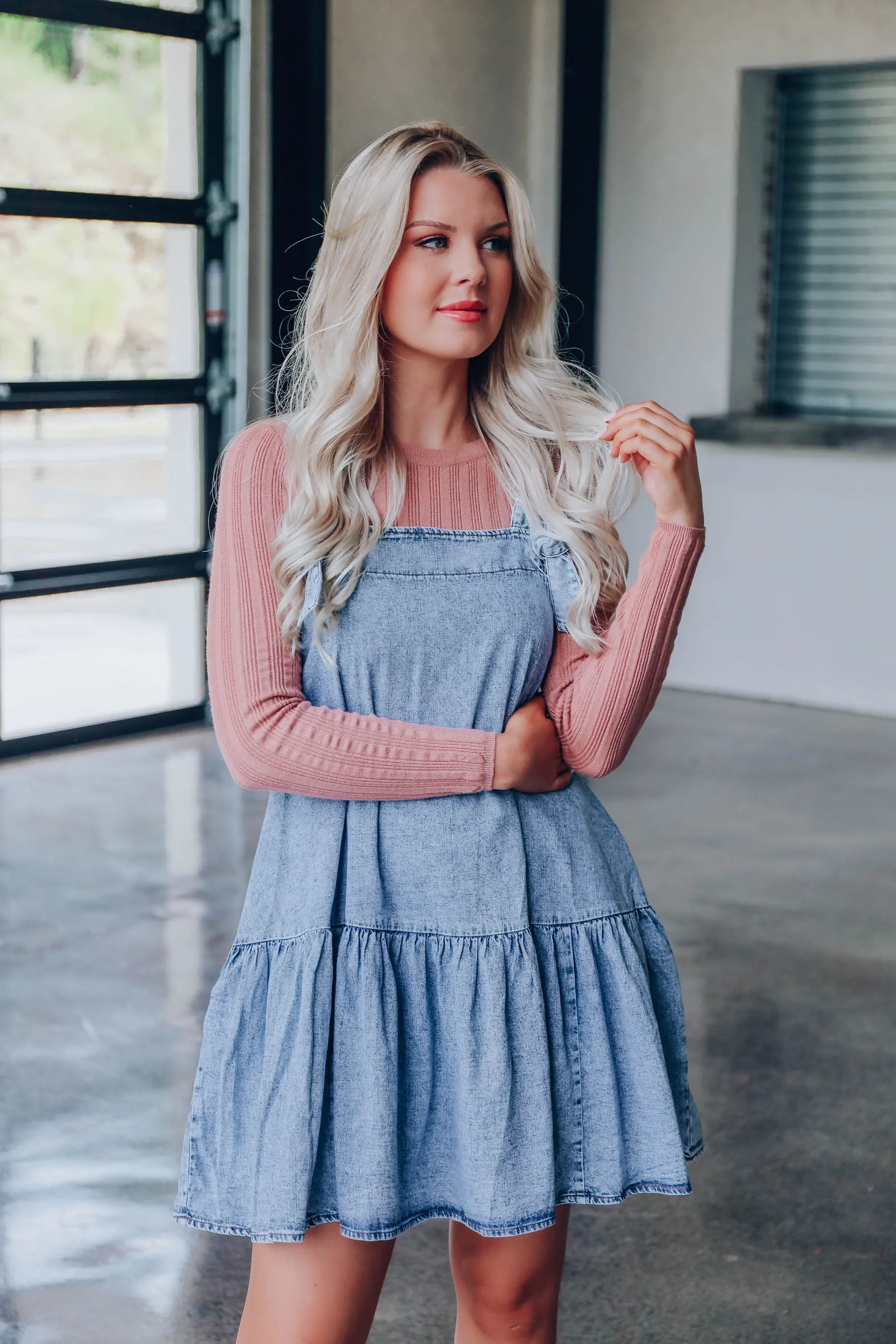 Emmaline Denim Overall Dress - Blue