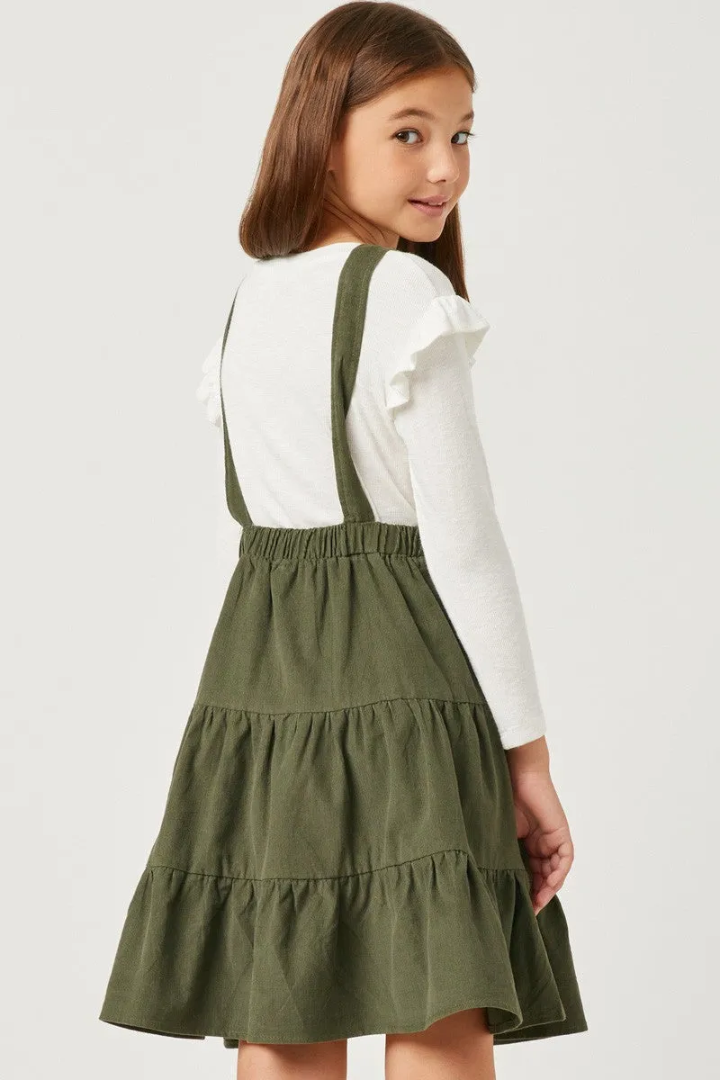 Girls Corduroy Tiered Overall Dress 4217