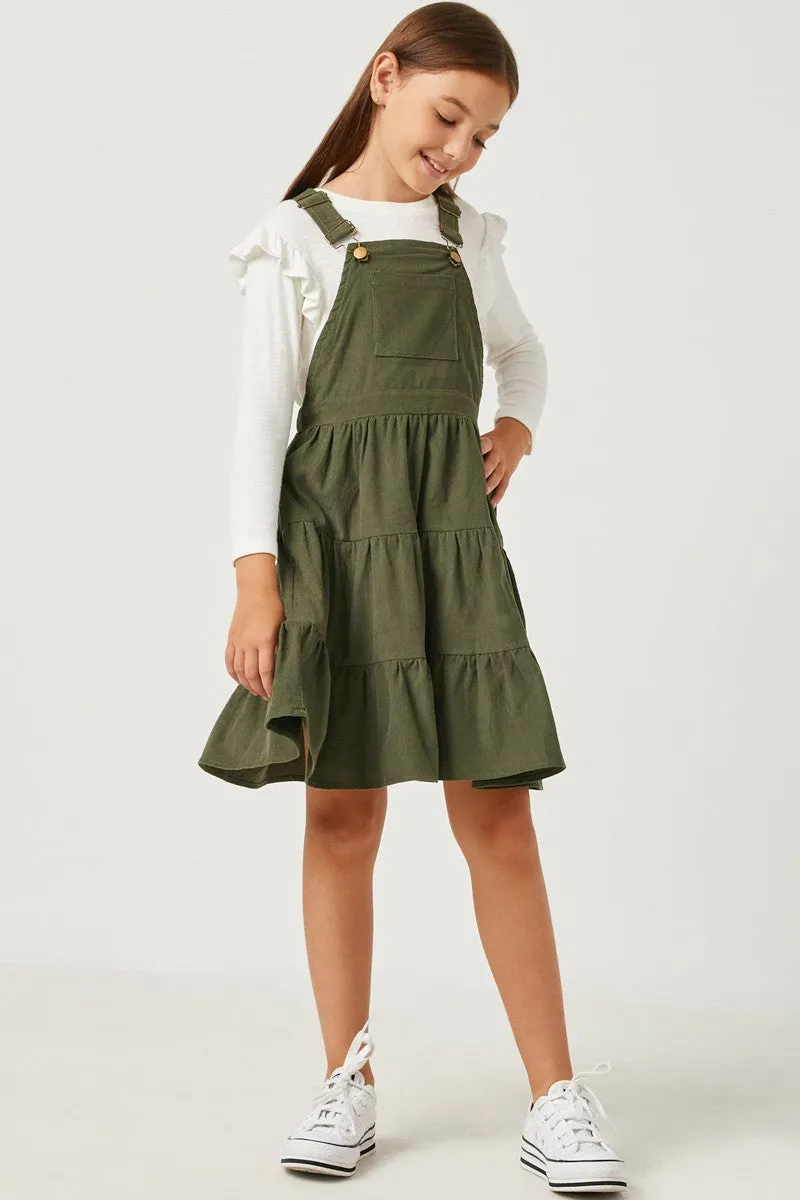 Girls Corduroy Tiered Overall Dress 4217