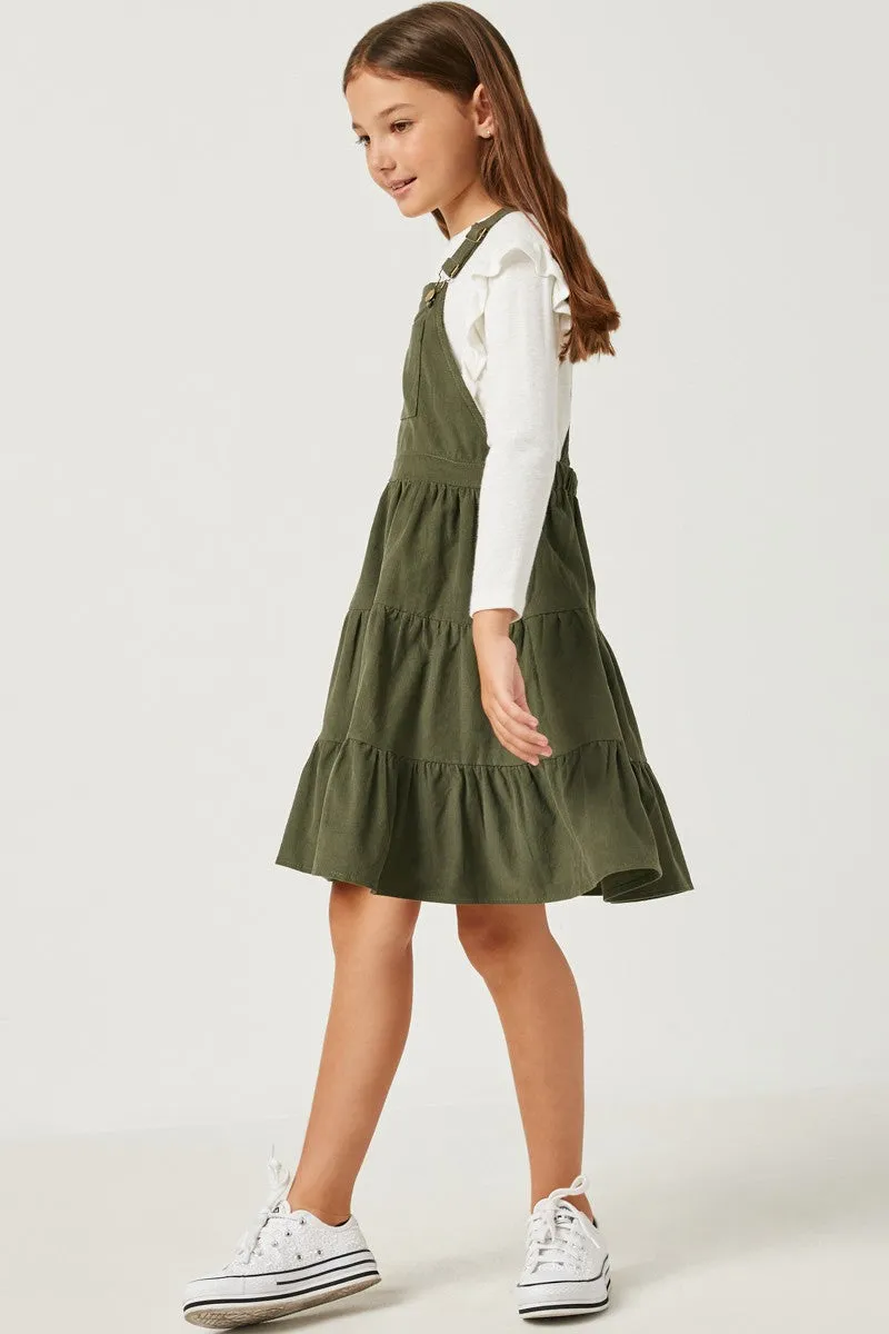 Girls Corduroy Tiered Overall Dress 4217