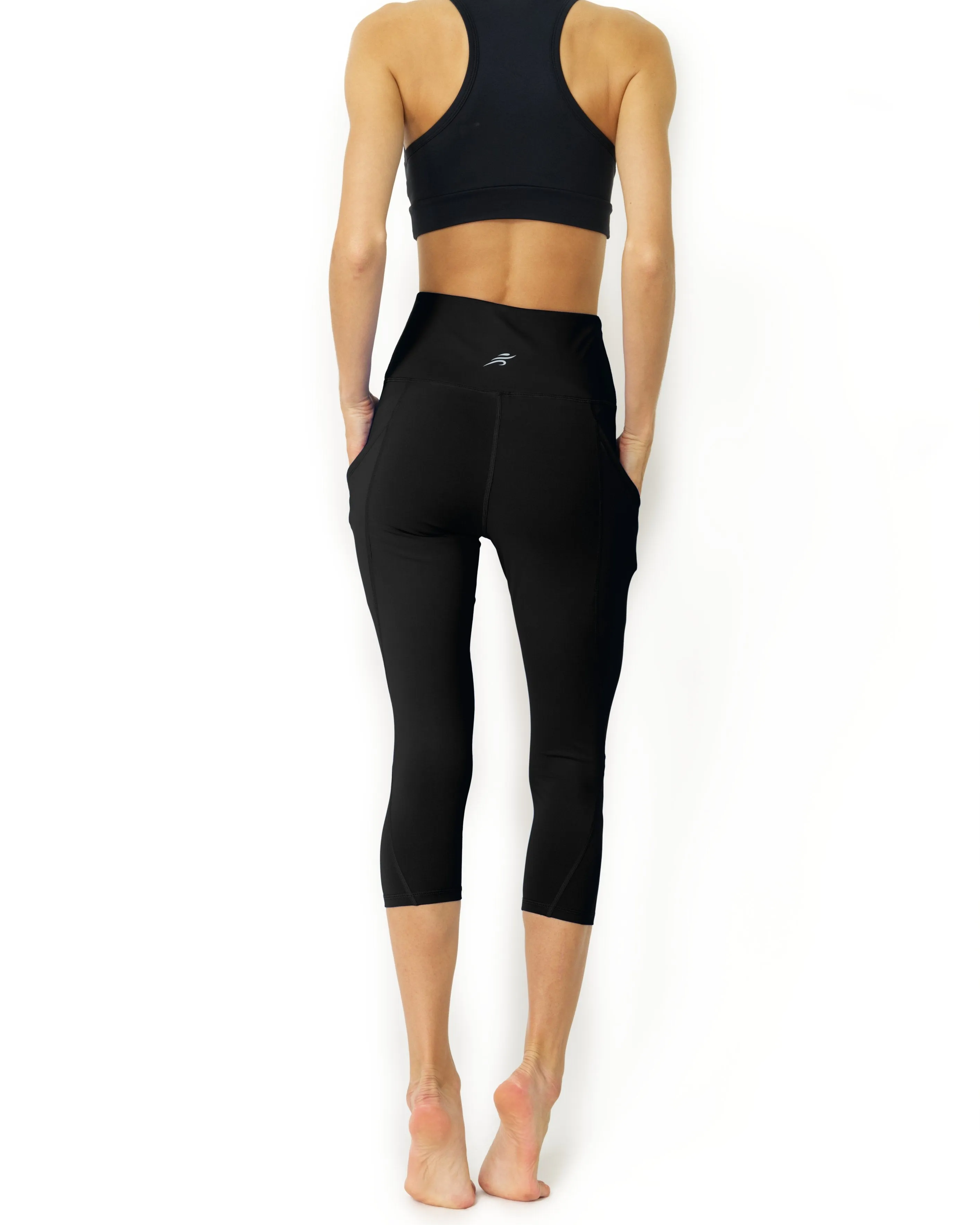 High Waisted Capri Leggings - Black