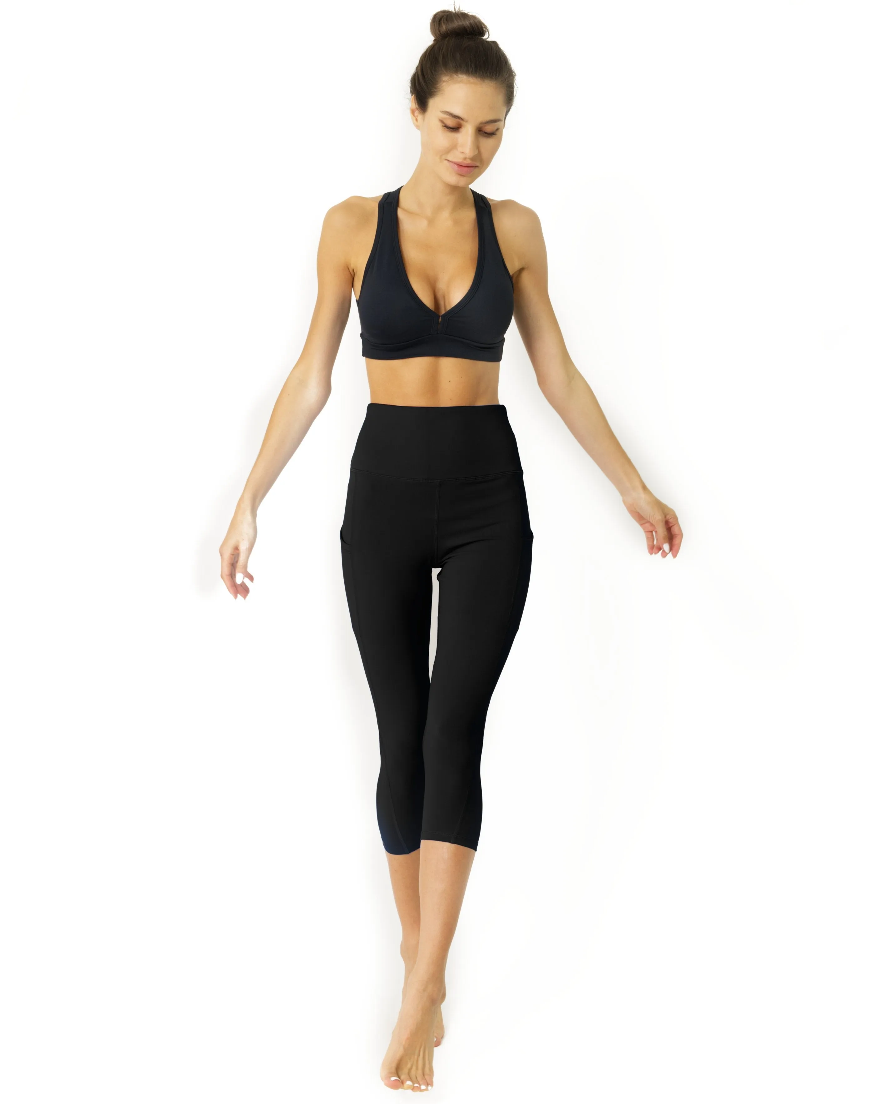 High Waisted Capri Leggings - Black