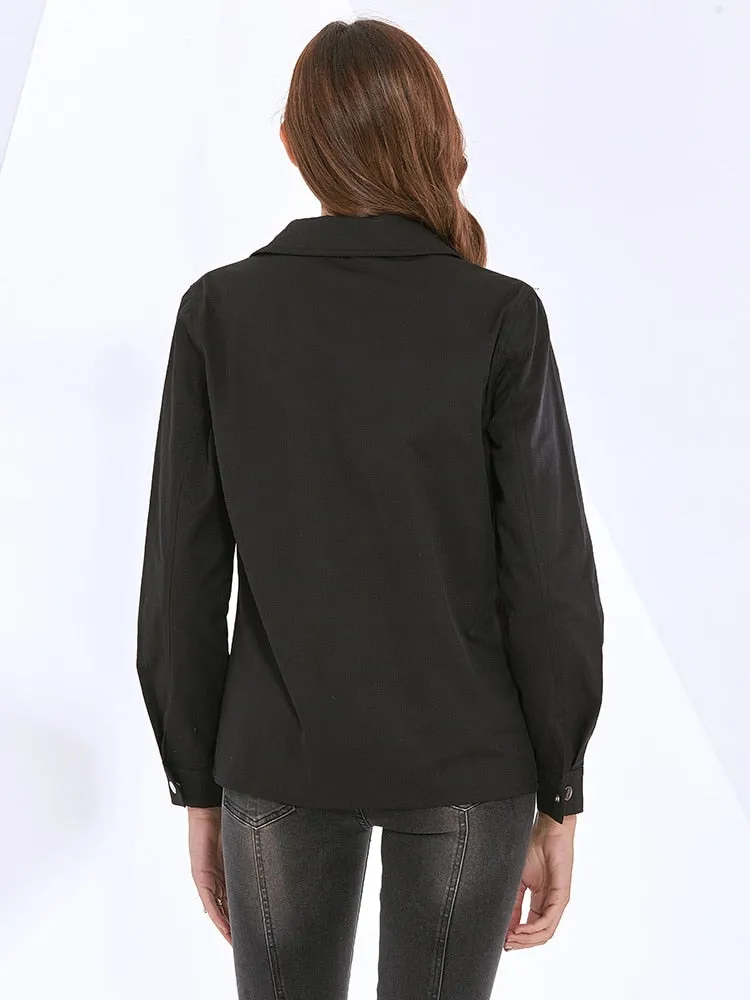 Hit Color Jackets For Women Lapel Long Sleeve Patchwork Single Breasted Autumn Jacket Female Fashion Clothing
