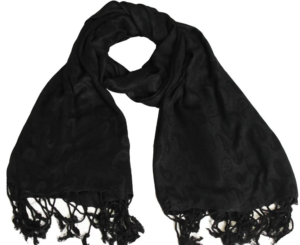 Indian Wrap Womens Shawl Elegant Gift India Clothing (Black, 68 x 29 inches)