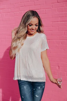 Iridescent Cream Sequin Top