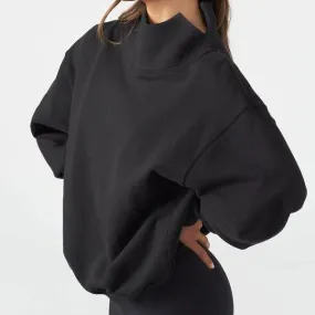 JOAH BROWN French Terry Turtleneck Sweatshirt | Black French Terry