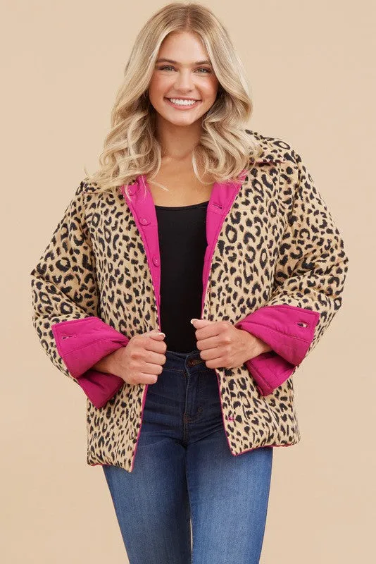 Jodifl Quilted Reversible Jacket in Magenta