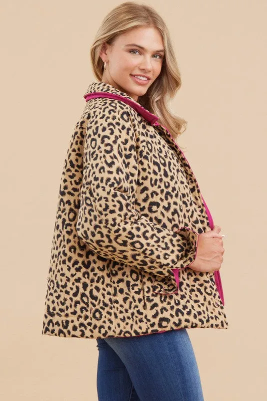 Jodifl Quilted Reversible Jacket in Magenta