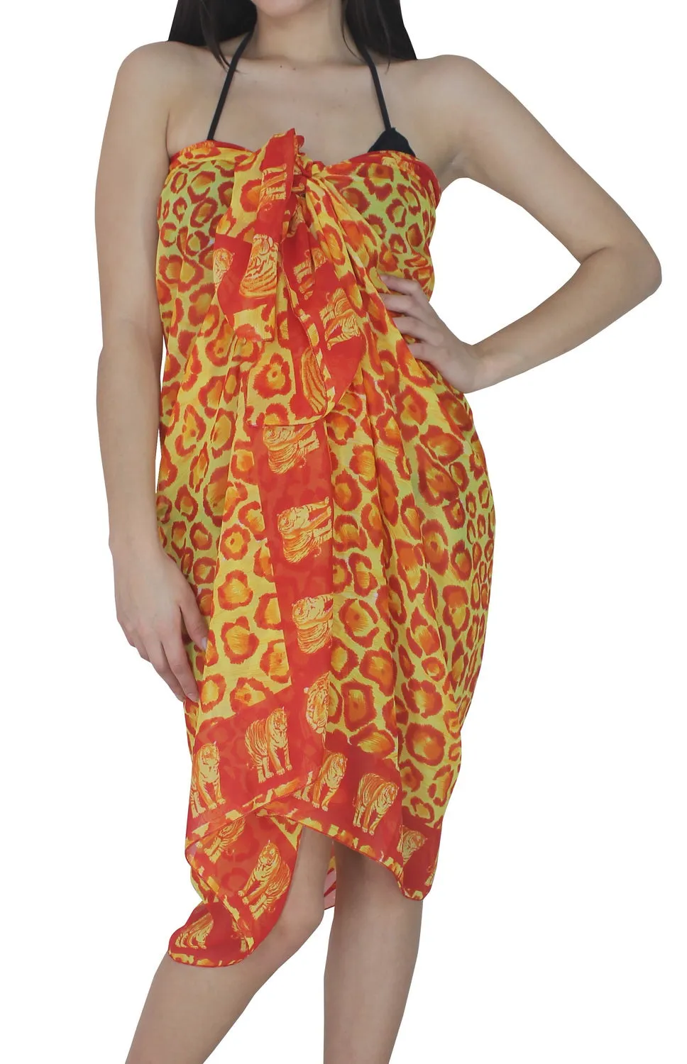 LA LEELA Women Plus Size Sarong Swimsuit Cover Up Beach Wrap 72"x42" Orange_L680