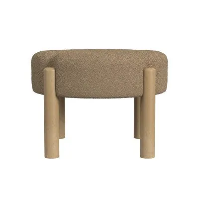 Luna Boucle Ottoman Brown - HomePop: Round, Upholstered, Wood & Plywood Frame, No Assembly Required