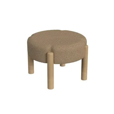 Luna Boucle Ottoman Brown - HomePop: Round, Upholstered, Wood & Plywood Frame, No Assembly Required
