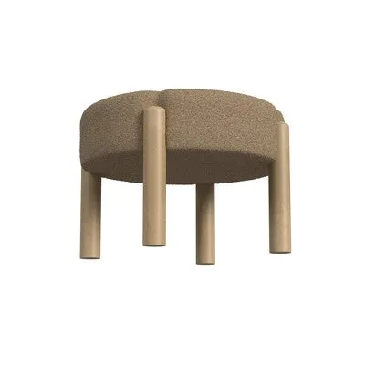 Luna Boucle Ottoman Brown - HomePop: Round, Upholstered, Wood & Plywood Frame, No Assembly Required