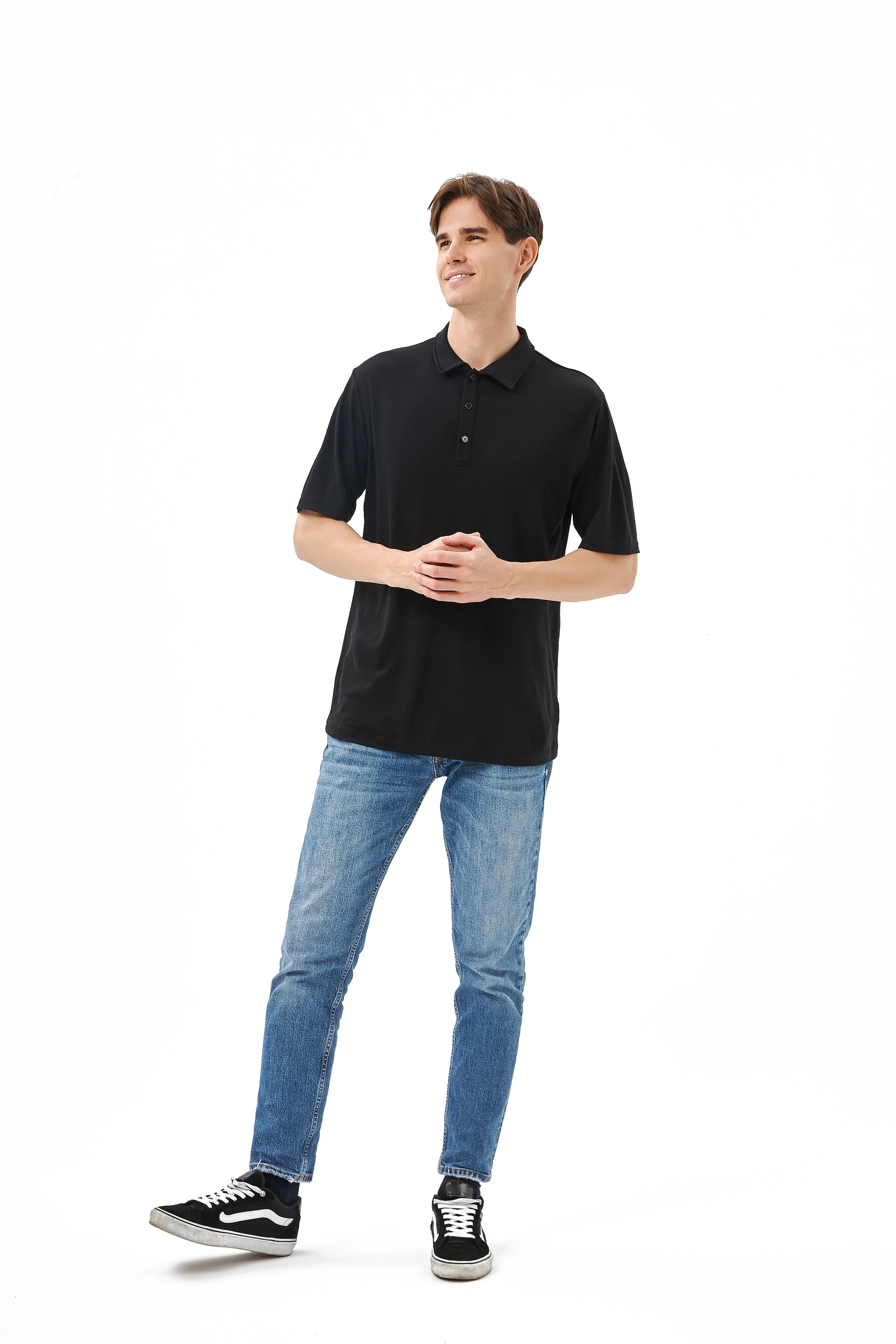 Men's Merino 170g Short Sleeve Polo Black