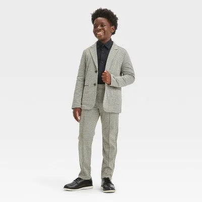 New - Boys' Houndstooth Knit Blazer - Cat & Jack Brown 18 Husky