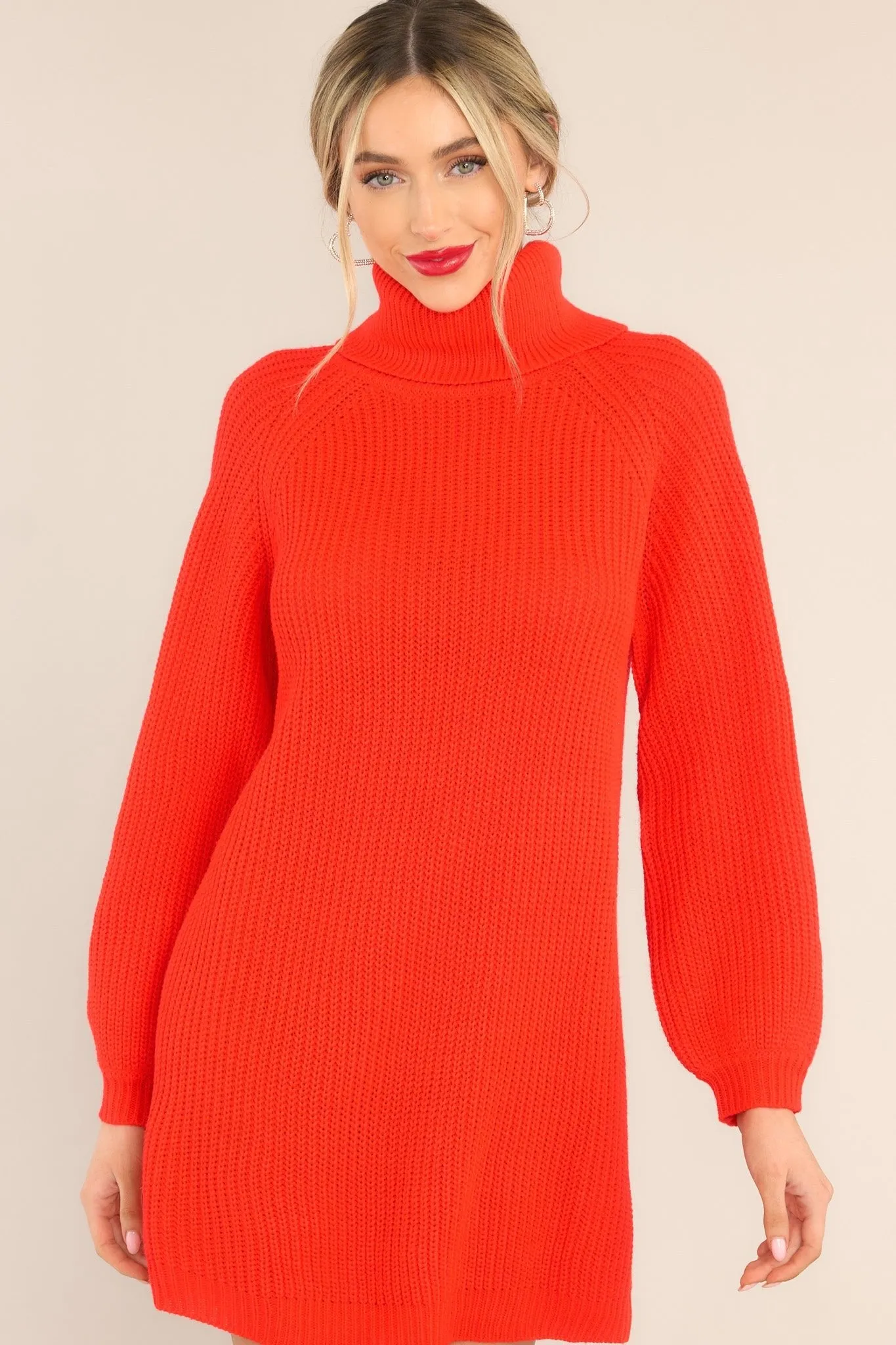 On My Way Up Red Sweater Dress