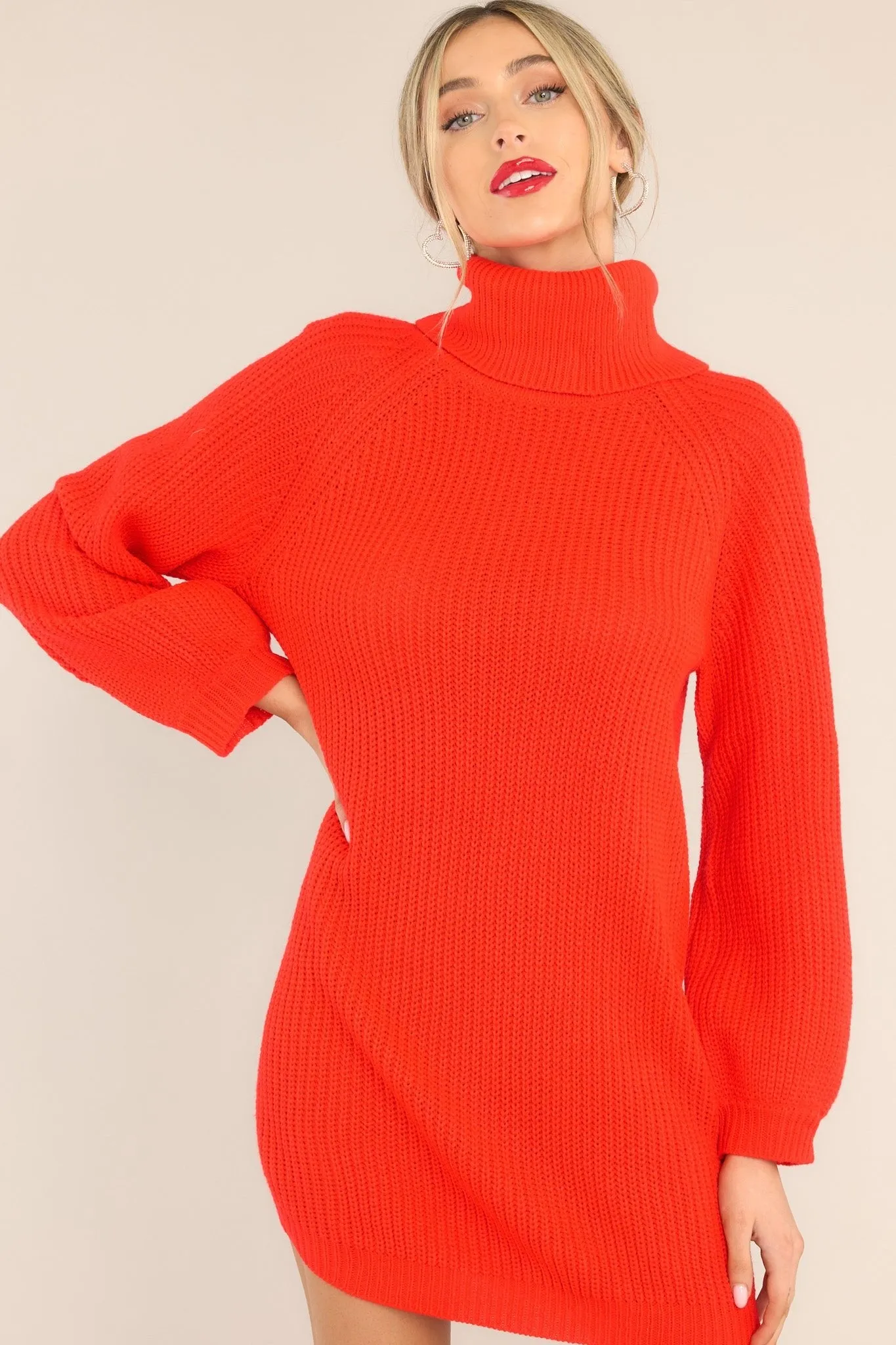 On My Way Up Red Sweater Dress