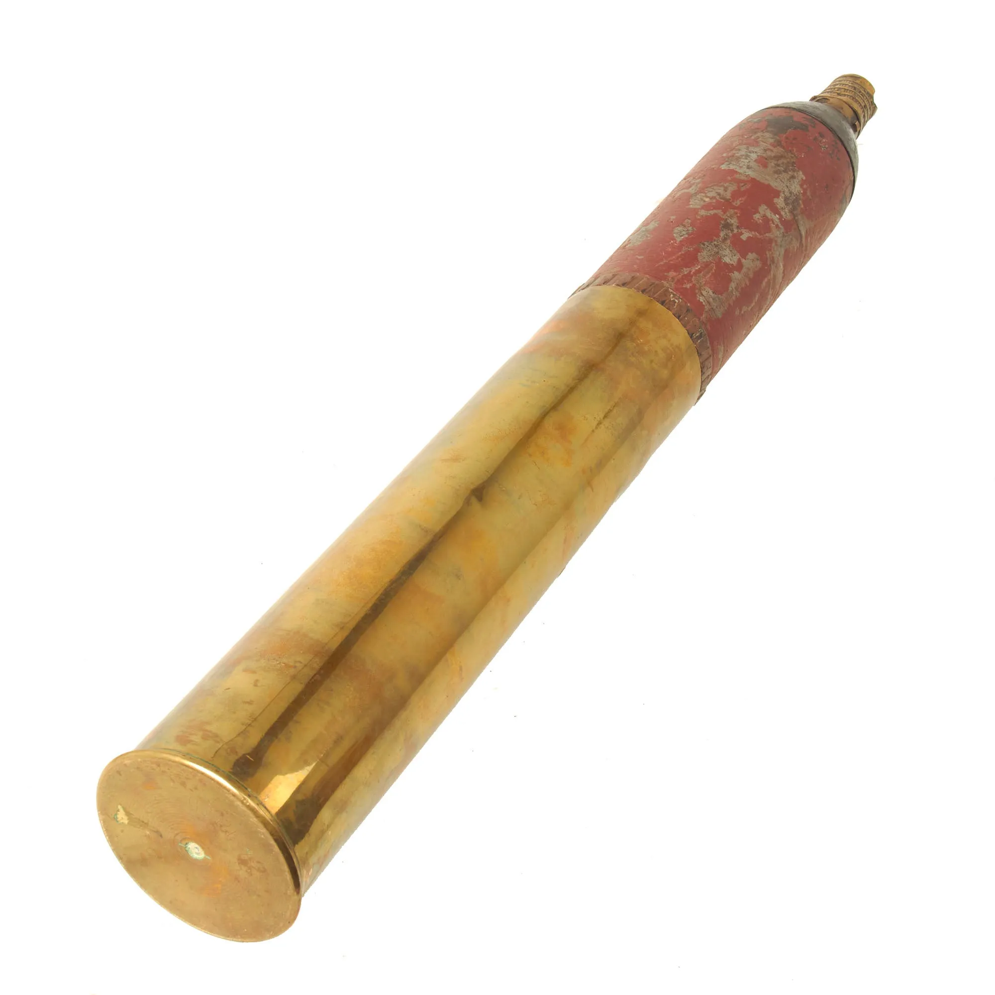 Original French WWI Canon de 75 modèle 1897 INERT 75mm Shrapnel Round With Original Paint - 75mm Field Gun