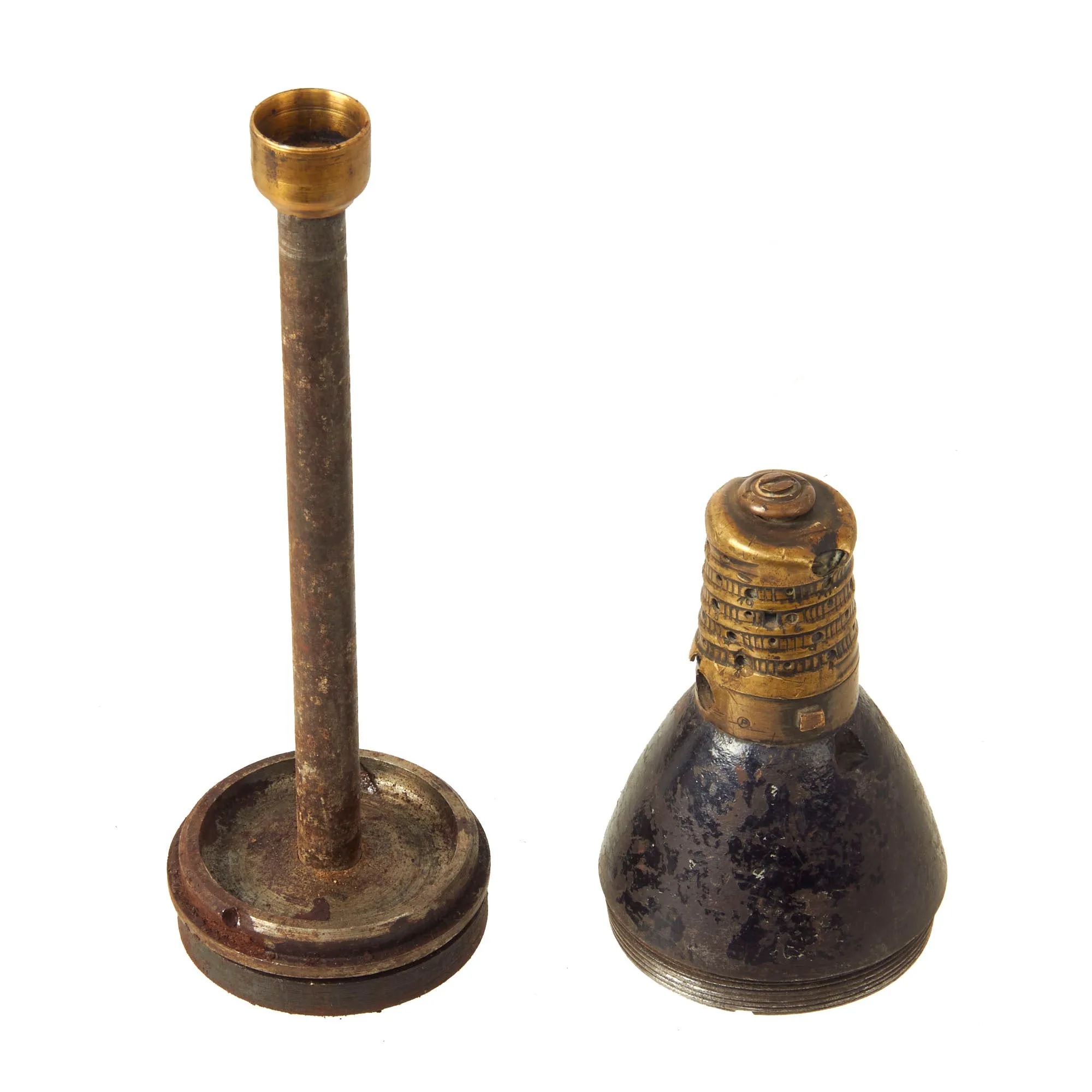 Original French WWI Canon de 75 modèle 1897 INERT 75mm Shrapnel Round With Original Paint - 75mm Field Gun