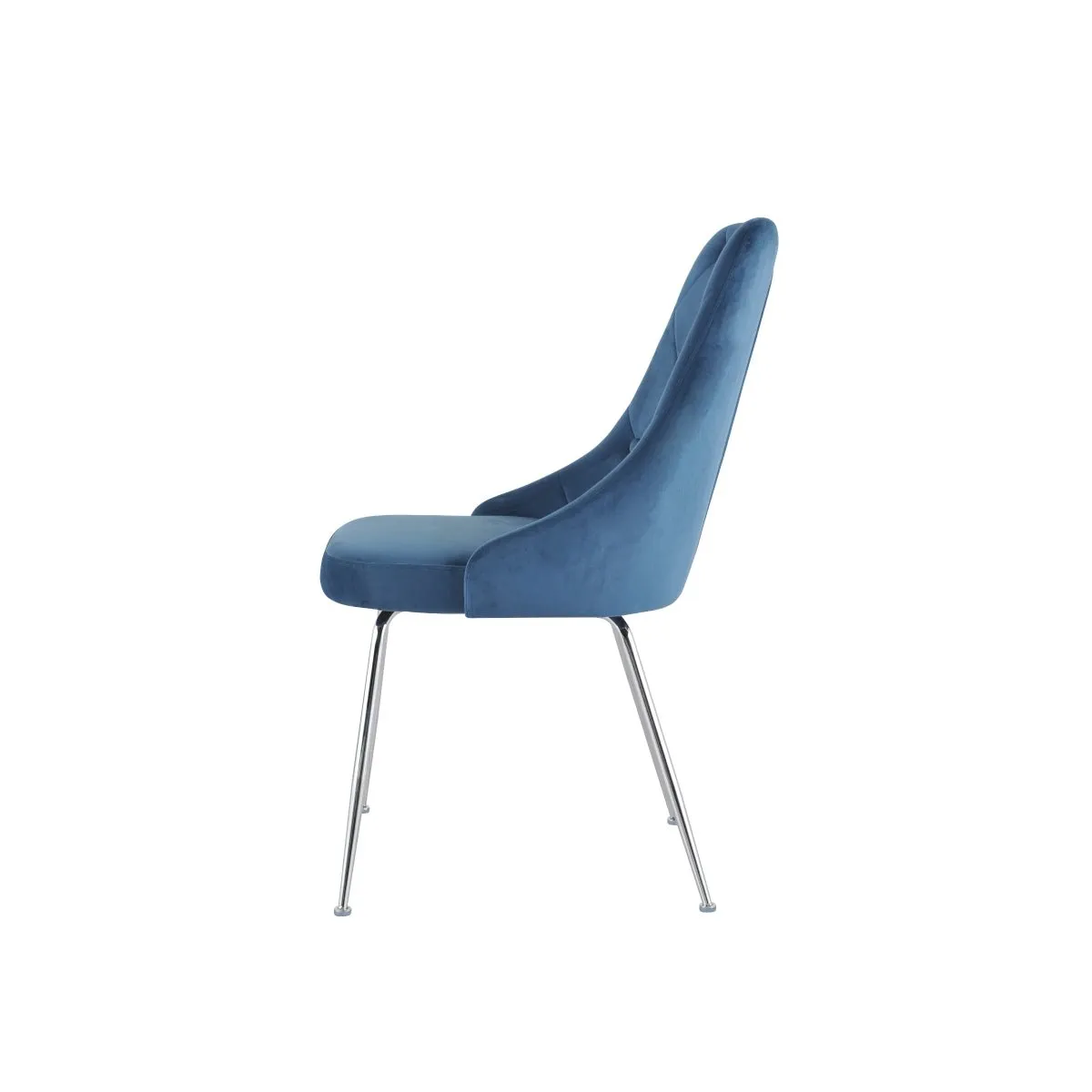 Plumeria Blue Velvet Chair with Chrome Legs - Set of 2