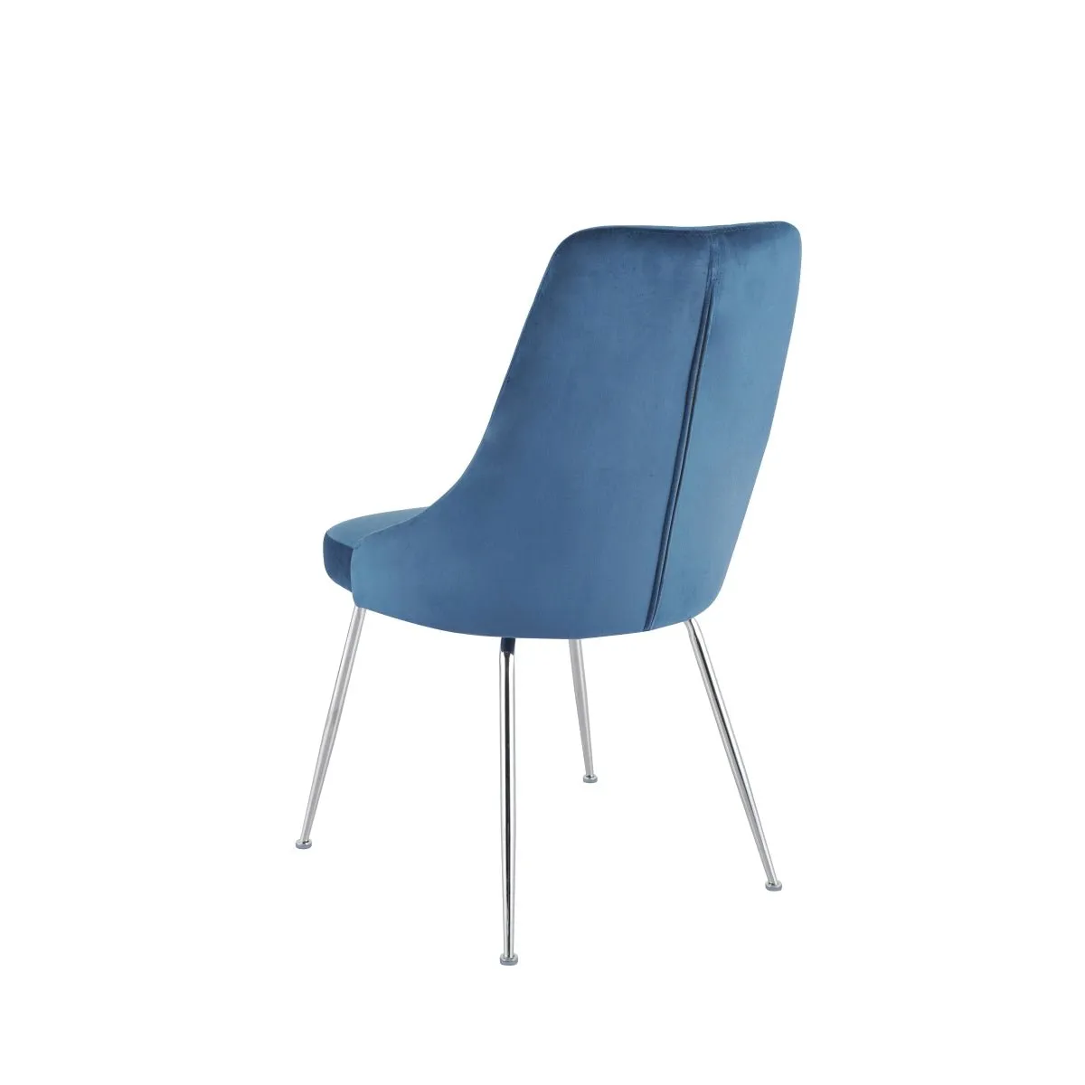 Plumeria Blue Velvet Chair with Chrome Legs - Set of 2