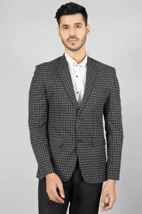 Poly Viscose (by Raymonds Mills) Checkered Black Blazer