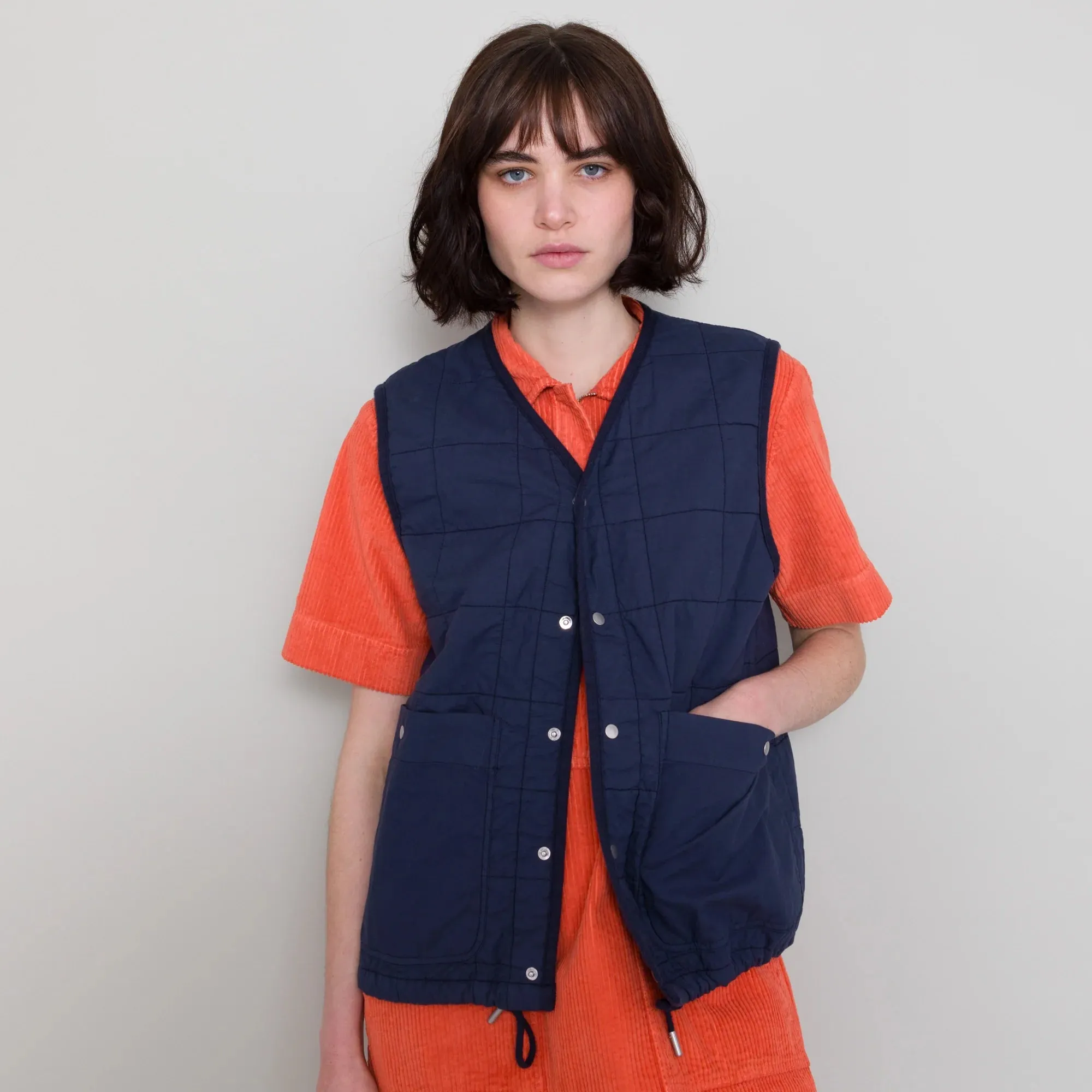 Quilted Boxy Gilet - Soft Navy