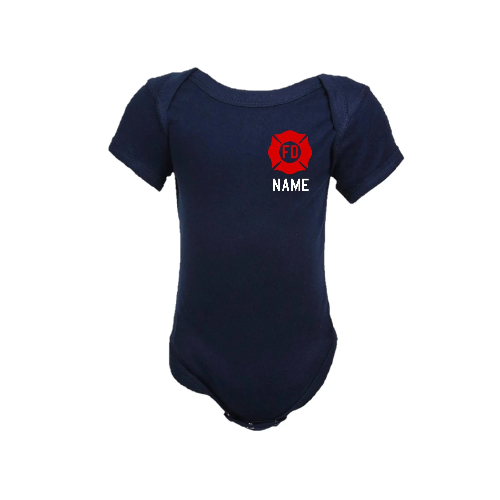 RED MALTESE CROSS Firefighter Personalized TAN 2PC Baby Outfit