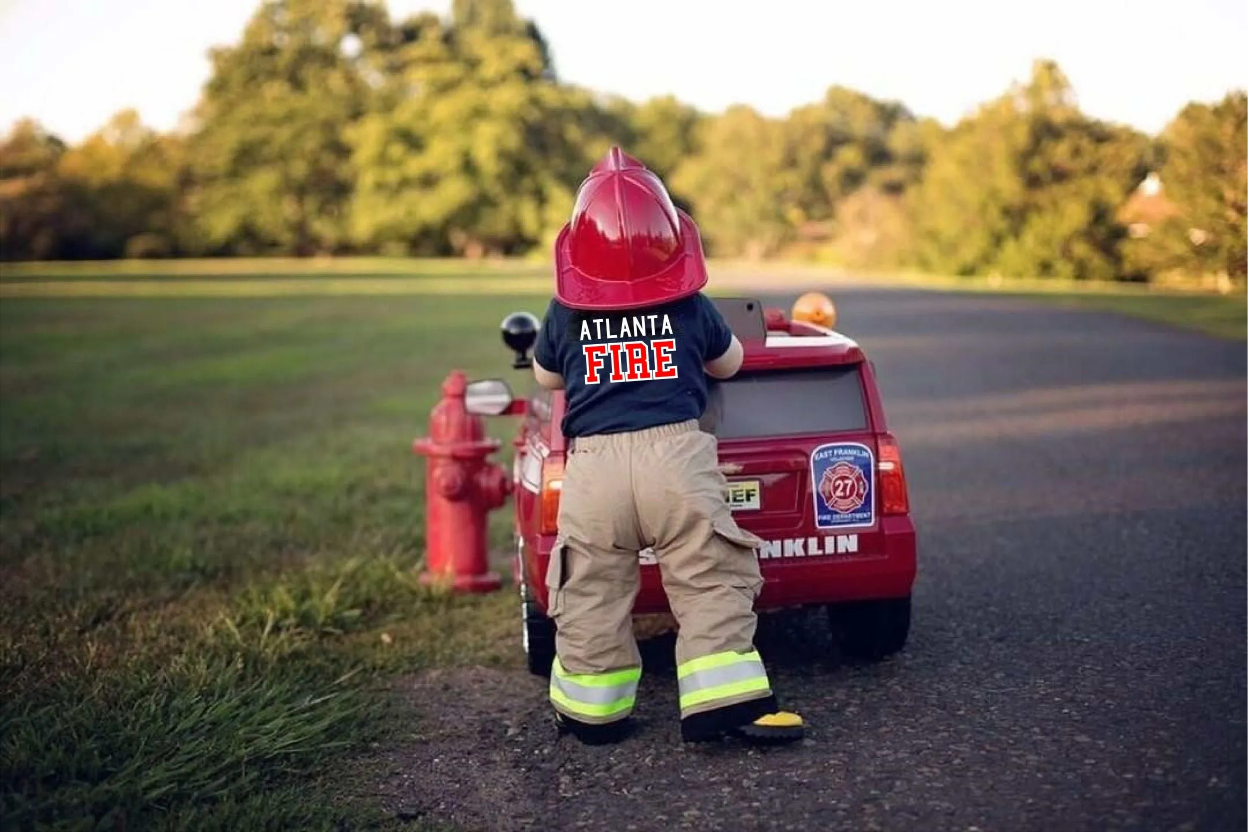 RED MALTESE CROSS Firefighter Personalized TAN 2PC Baby Outfit