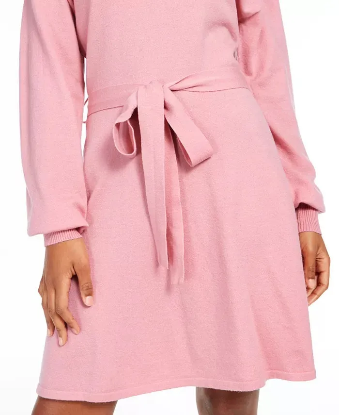 Sequin Hearts Juniors' Tie-Waist Sweater Dress Pink Size Medium