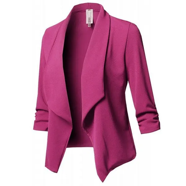 Shawl Collar Gathered Sleeve Blazer