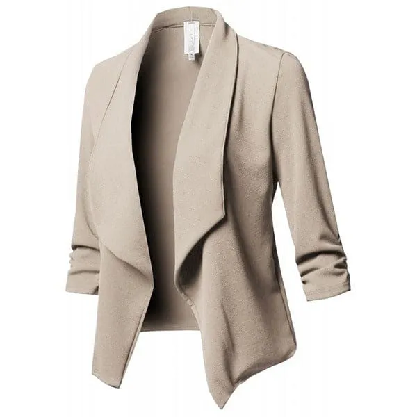 Shawl Collar Gathered Sleeve Blazer