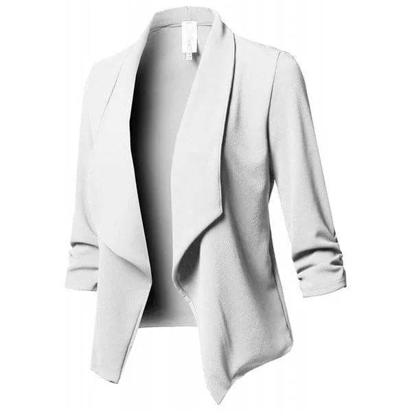 Shawl Collar Gathered Sleeve Blazer