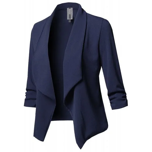 Shawl Collar Gathered Sleeve Blazer