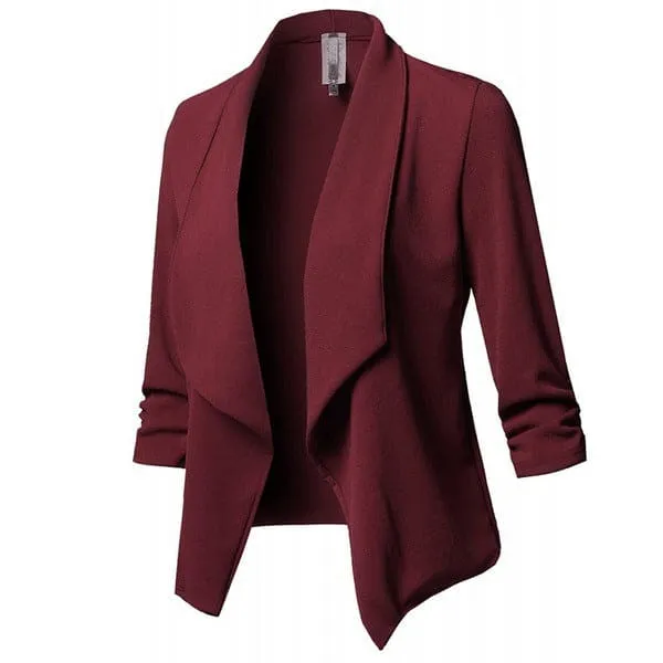 Shawl Collar Gathered Sleeve Blazer