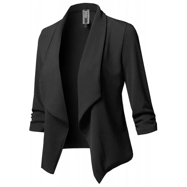 Shawl Collar Gathered Sleeve Blazer